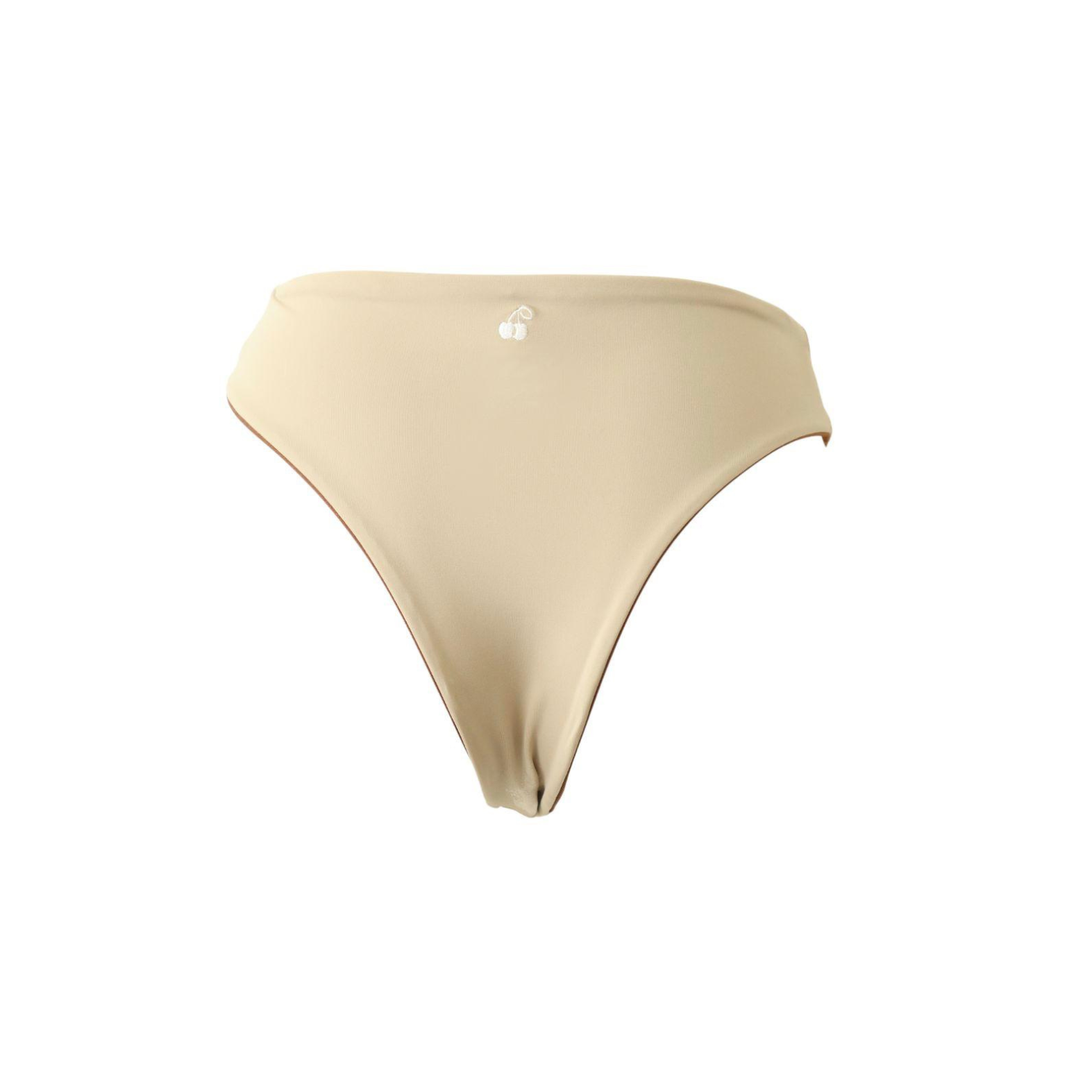 Bas brésilien taille haute réversible Soorts, coloris Izar & Duna : packshot à plat, détail matière – PINUA