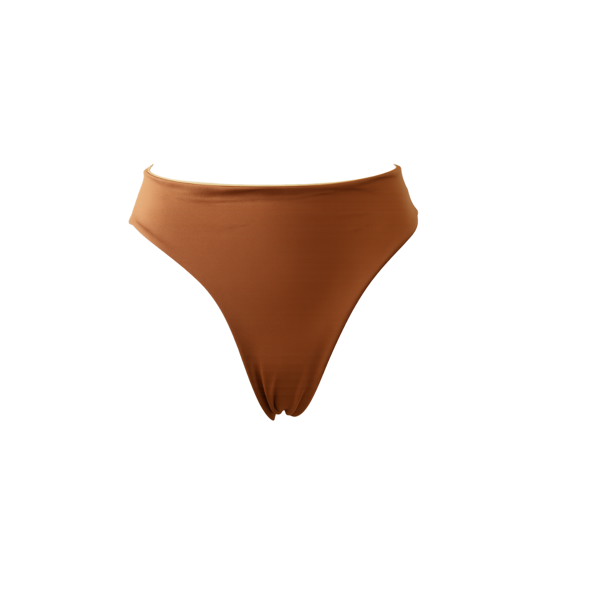 Bas brésilien taille haute réversible Soorts, coloris Izar & Duna : packshot à plat, vue verso – PINUA