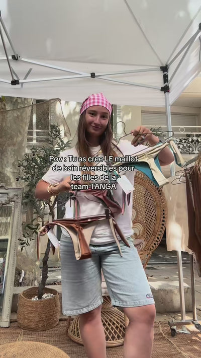 Vidéo de présentation – Tanga Pignada, coloris Izar & Duna – PINUA maillot de bain réversible